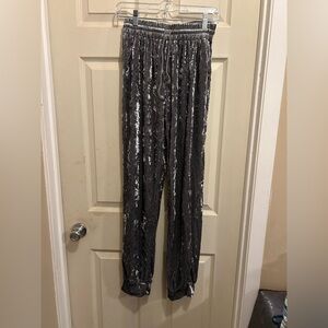 SHEIN Shiny Silver Velvet pants - size large